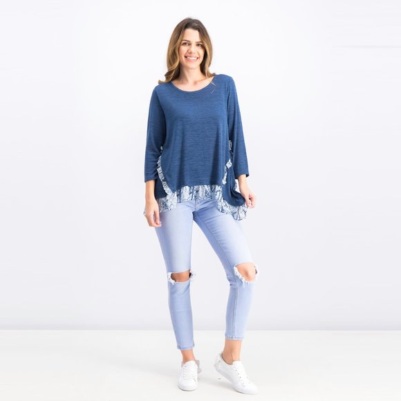 Style & Co | Blue Long Sleeve Top Ruffled M NWT - Picture 1 of 7